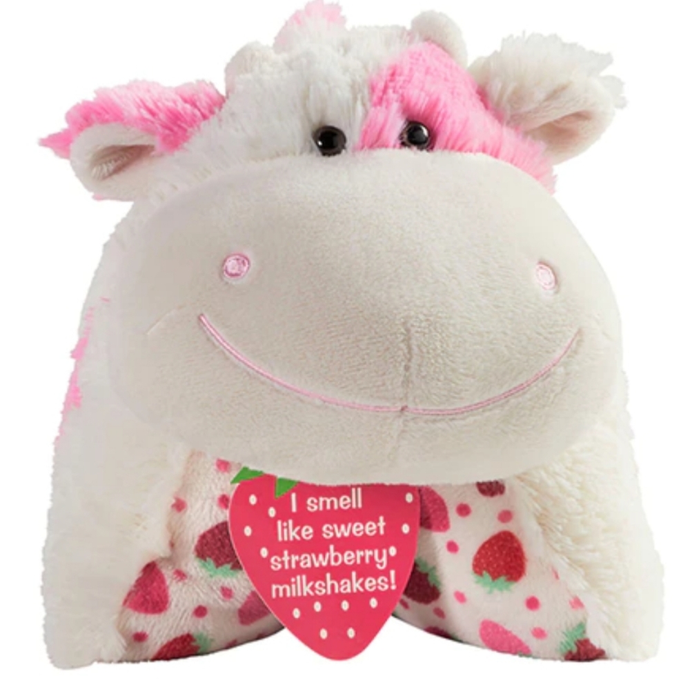 🍓🐮SWEET SCENTED STRAWBERRY COW PILLOW PET
